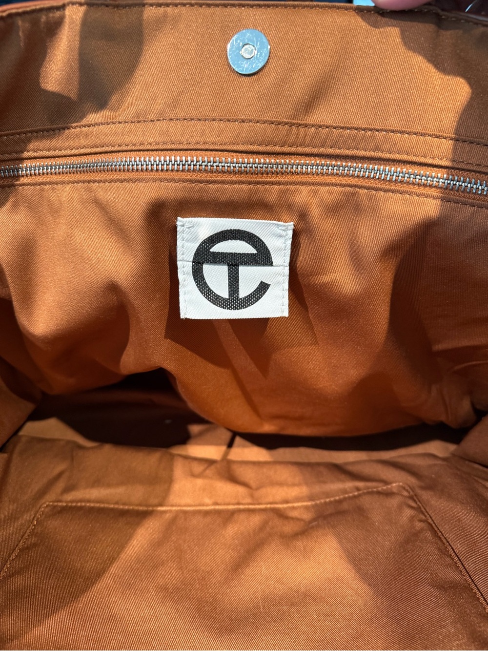 Telfar Large Embossed Logo Leather Tote in Chestnut Brown - Picture 6 of 7